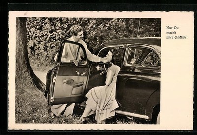 Couple At Car, Only You Make Me Happy!, Postcard 