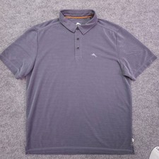 Tommy Bahama Shirt Mens Large Gray Short Sleeve Golf Tencel Polo Preppy