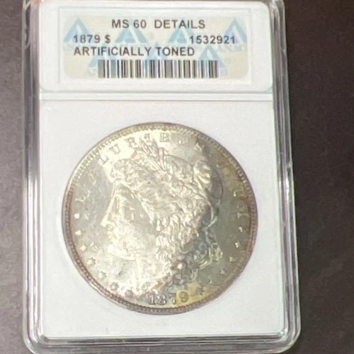 1879 Morgan Dollar San Francisco ANACS MS 60 Details Artificially Toned