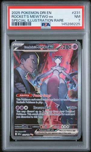 2025 POKEMON DRI SPECIAL ILLUSTRATION RARE #231 TEAM ROCKET'S MEWTWO EX PSA 7