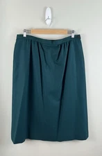 Pendelton Women’s Sz 16 Vtg Midi Skirt Pure Virgin Wool Forest Green Lined