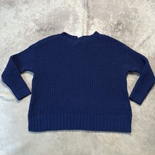 American Eagle Sweater Womens sz S Oversized Chunky Open Knit Navy Blue Boho