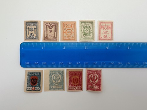 Francobolli 1921 RSFSR Guerra Civile Vintage Set 5 Quarti Blocchi + 9 pz MH - Foto 7 di 12