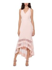 XSCAPE Womens Pink Zippered Sleeveless V Neck Midi Evening Mermaid Dress 8