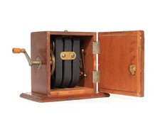 1884 Magneto / Dynamo / Electric Generator In Tongue-In-Groove Mahogany Cabinet