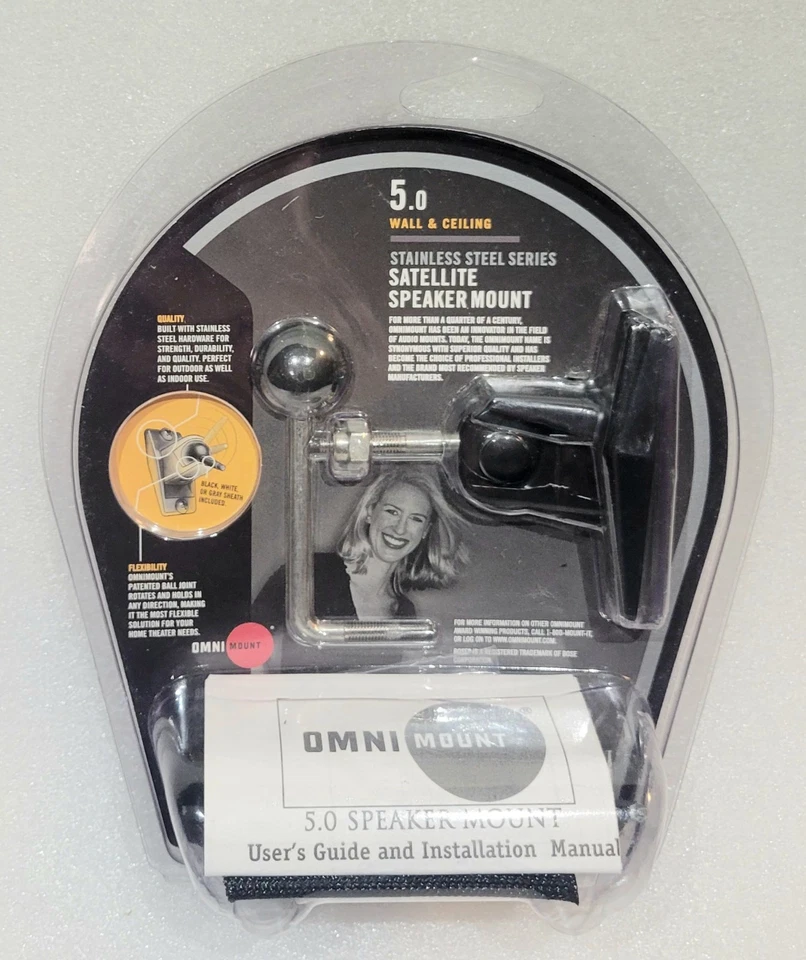 OmniMount 5.0 Wall & Ceiling Stainless Steel Series Satellite Speaker Mount NEW - Image 2 of 2