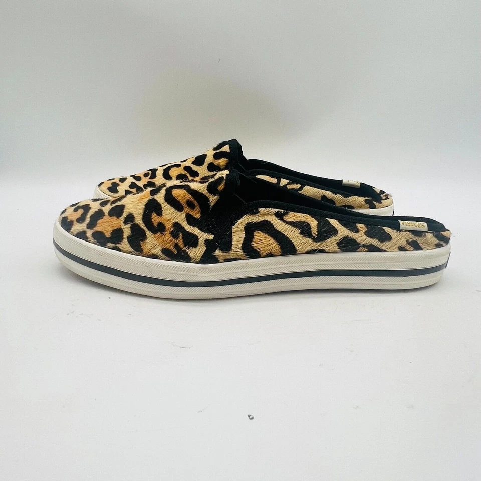 Keds Kate Spade Womens 7.5 Black Brown Sneakers Mules Animal Print Calf Hair - Image 2 of 4