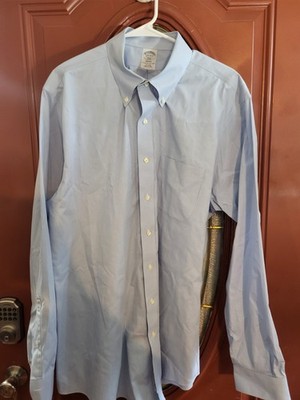 Brooks Brothers 1818 REGENT 17.5-6/7 All Cotton Button Non Iron Dress Shirt Blue