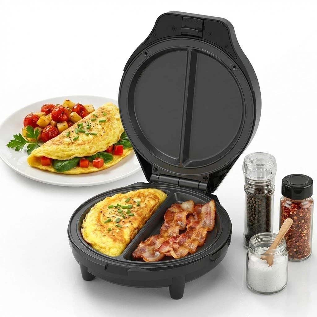Dual-Zone Electric Omelette Maker,Omelette Maker Electric,1000w Rapid Double-...