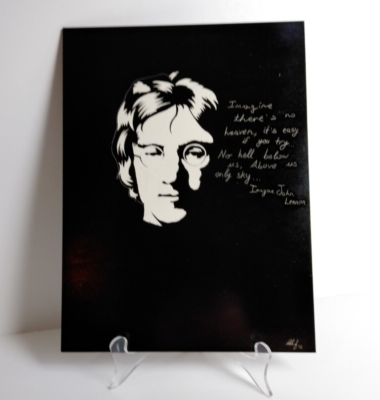 Hobbyist Piece Hand Painted Silhouette Rendition of John Lennon w