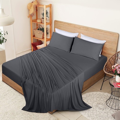 4 Piece Bed Sheet Set Jersey Knit Cotton Soft Stretchy Bed Sheet Utopia Bedding - Picture 20 of 54