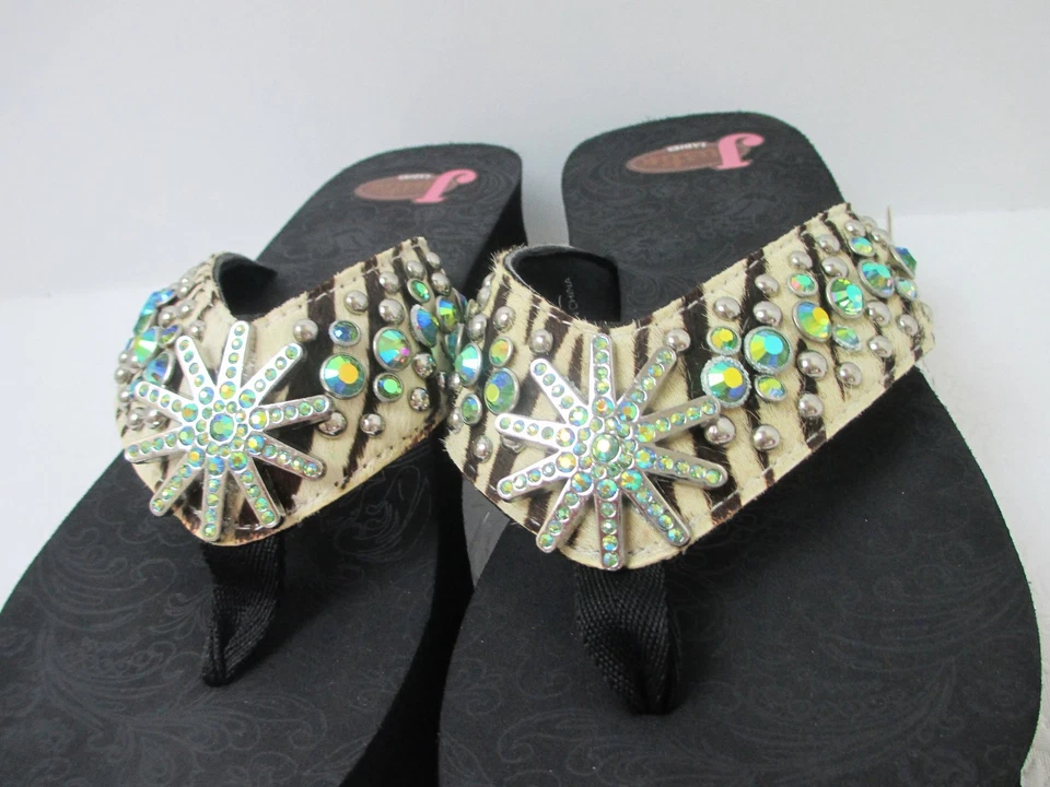 Chinelos femininos Justin "Audrey" 5511262 zebra com strass Bling - Imagem 3 de 4