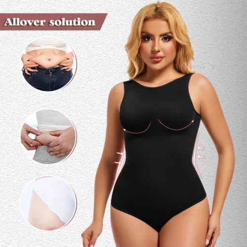 Women Crew Neck Full Body Shaper Slimming Firm Control Tummy Bodysuit Shapewear - Picture 3 of 33