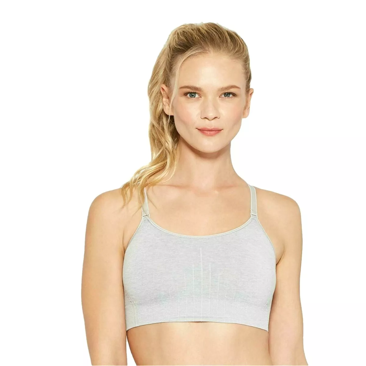 C9 Champion Womens Cami Sports Bra Size XS XL Seamless Gray Medium Support