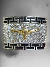 Long Horn Bull Western Cowboy Belt Buckle Hebilla Vaquera Fina Rodeo Con Toro