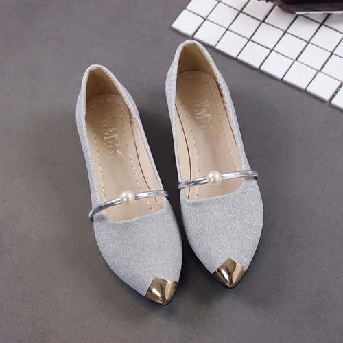 Vintage Fashion Women Pointed Toe Bling Single Shoes Casual Low Heel Flat Shoes - Bild 9 von 18