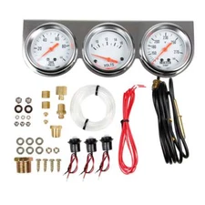 CJ Classics Triple Gauge Kit 2-5/8” Oil/Water/Volt With Chrome Bezel/White Ga...
