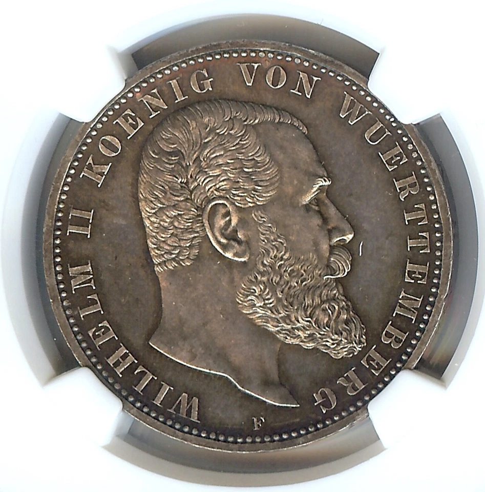 German States Wurttemberg 1900 5 Mark Coin Thaler NGC PF 64 PP UNC PROOF RARE - Image 3 of 3
