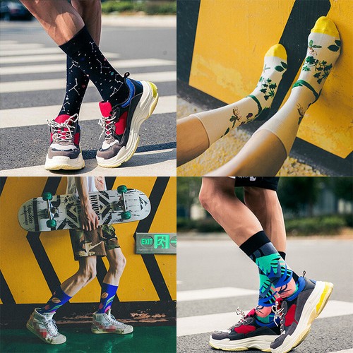 Men's Women Cool Colorful Fancy Novelty Funny Casual Combed Cotton Crew Socks - Picture 6 of 85