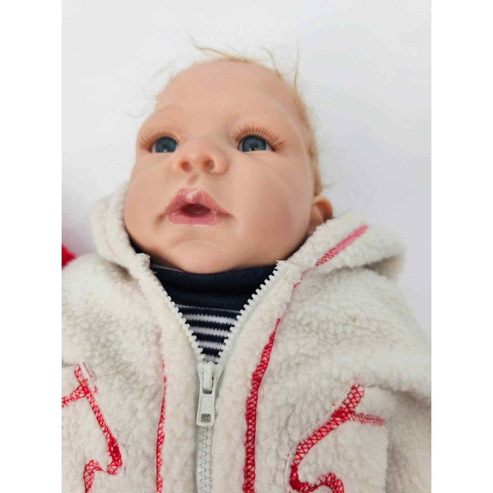 Ashton Drake Reborn Baby Doll Boy Tommys First Flurry Blonde Hair Blue