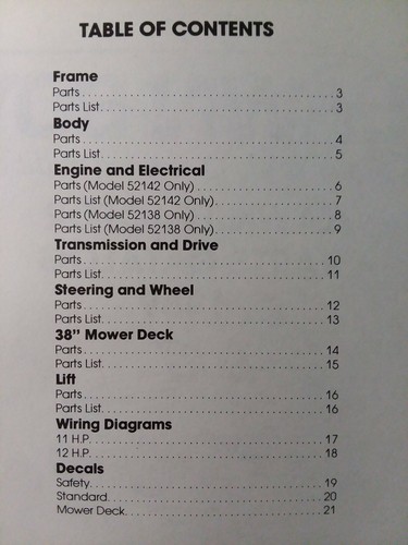 Lawn-Boy Gilson 52142 LT/11 & 52138 LT/12 Lawn Tractor Parts Catalog Manual FORD - Picture 2 of 2