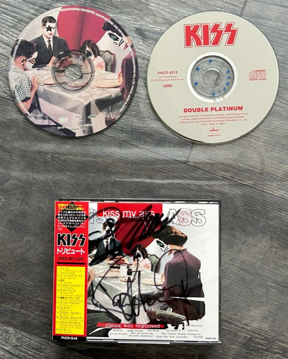 見本盤のみ特別企画 帯付きKISS 「DOUBLE〜&KISS MY ASS」 KISS 2 CD Kiss My Ass Double Platinum PROMO Japan Japanese SIGNED
