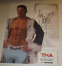Signed Autographed TNA Wrestling AJ Styles Promo Photo Impact WWE WWF WCW AEW
