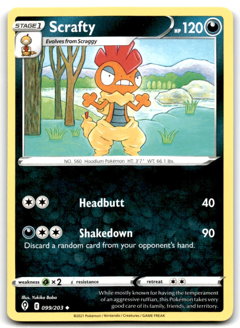 2021 Sword & Shield - Evolving Skies Scrafty 2 Stage 1/Uncommon #99