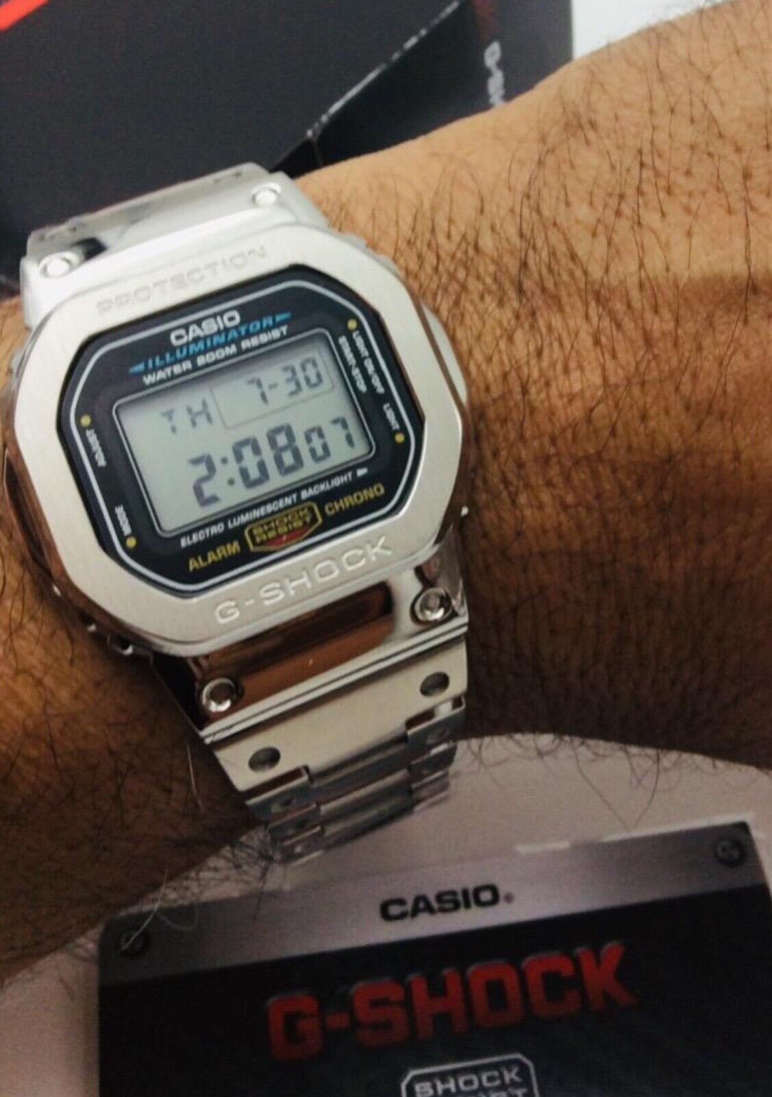 New CASIO G-SHOCK DW-5600E CUSTOM FULL METAL Silver STAINLESS STEEL