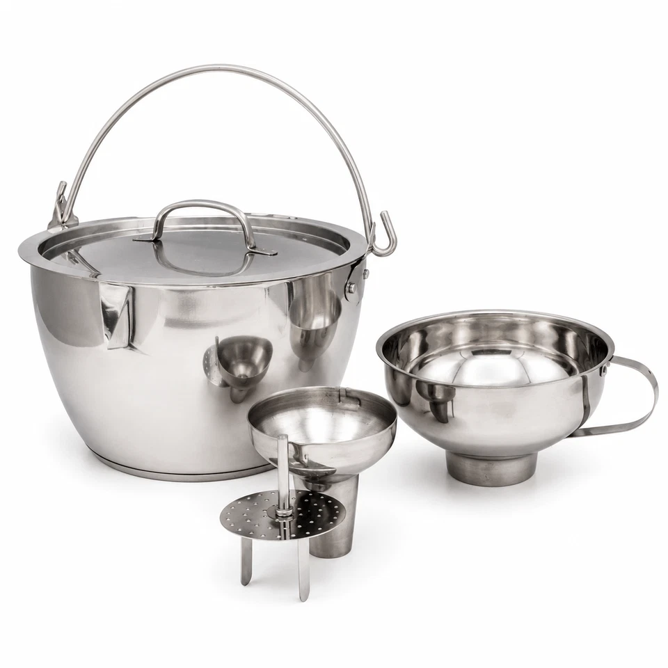 Stainless Steel Maslin Jam Pan Induction Jam Making Pot With Lid and Funnel 8.5L - Image 3 of 4
