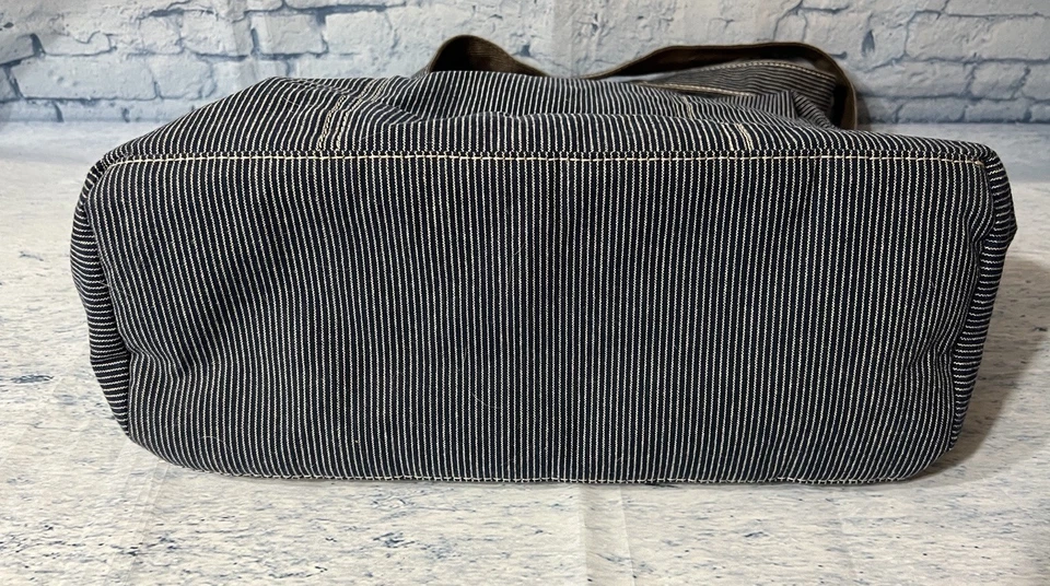 Thirty One Casual Cargo Carry On Travel Bag Blue Denim Stripe New w/o Tags - Image 4 of 4