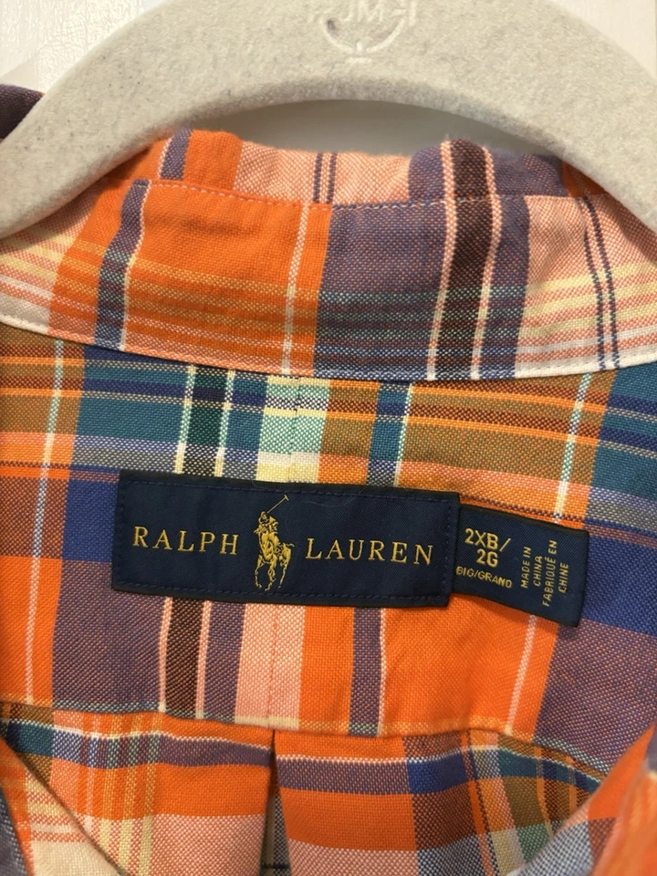 Рубашка хлопковая оранжевая Ralph Lauren повседневная на пуговицах мужская размер 2xb 2g 2XL большая - Изображение 4 из 4