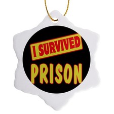 3dRose I Survived Prison Humor 3" Snowflake Porcelain Ornament Survival Gift