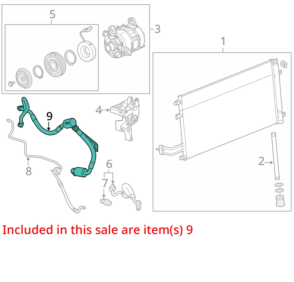 Manguera de succión de descarga de aire acondicionado 23443882 23438932 se adapta a 15-20 Chevy Suburban 1500 5,3 L Foto 4 de 4