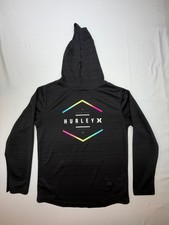 Hurley Boy's Hoodie Pullover Shirt Graphic Logo Size Large 12-13 Yrs Black