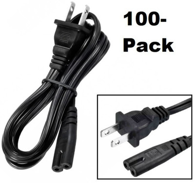 NEW 100-Pack 5ft Figure 8 Power Cord 18AWG 7A AC Cable IEC C7 2-Prong NonPolar