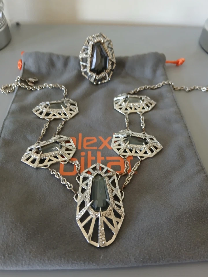 Alexis Bittar заявление кристалл инкрустированный ссылка серебристого тона 19» ожерелье РЕДКАЯ - Изображение 4 из 4