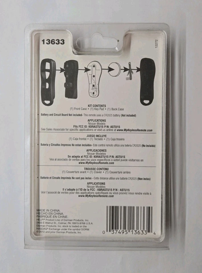 Estojo remoto sem chave Dorman 13633 para Nissan - Imagem 2 de 2