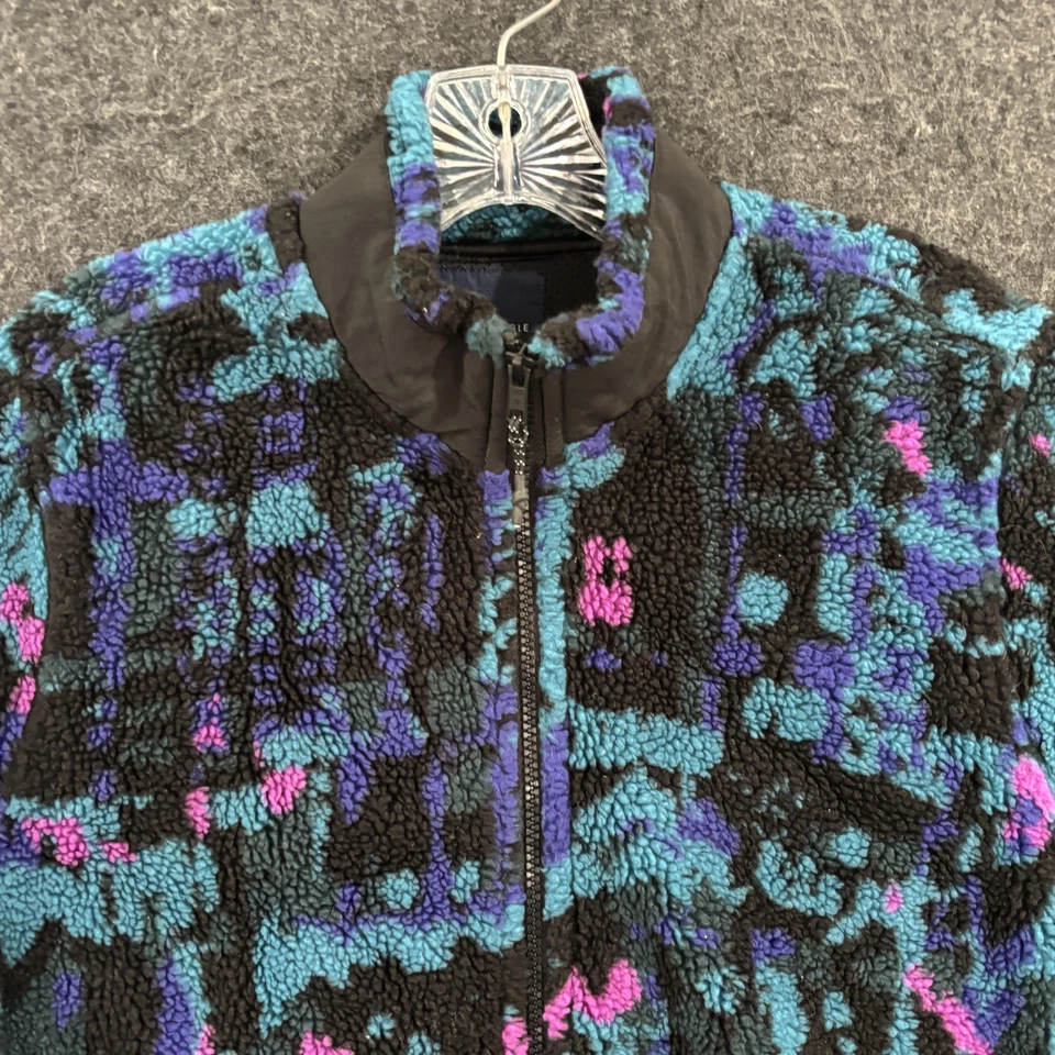 American Eagle Jacket Men's Small Black Blue Purple Sherpa Fleece High Pile - Image 2 of 4