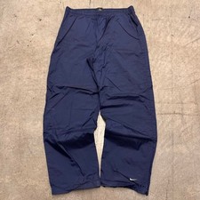 Vintage Y2K Nike Wide Leg Baggy Track Pants Large Navy Blue Swoosh White Sports