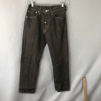 Levis 501 Jeans Mens 32x32 Brown Button Fly Straight Dark Wash Denim Pants