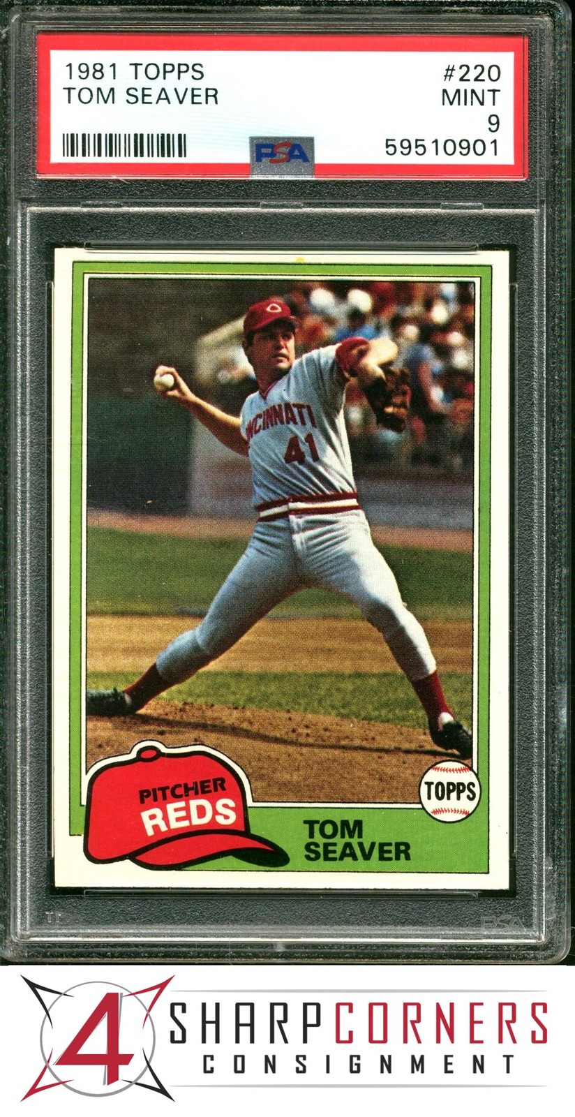 1981 TOPPS #220 TOM SEAVER REDS HOF PSA 9