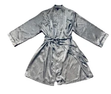Halston Women's Satin Half Length Robe Smoke Blue Color Size 2X