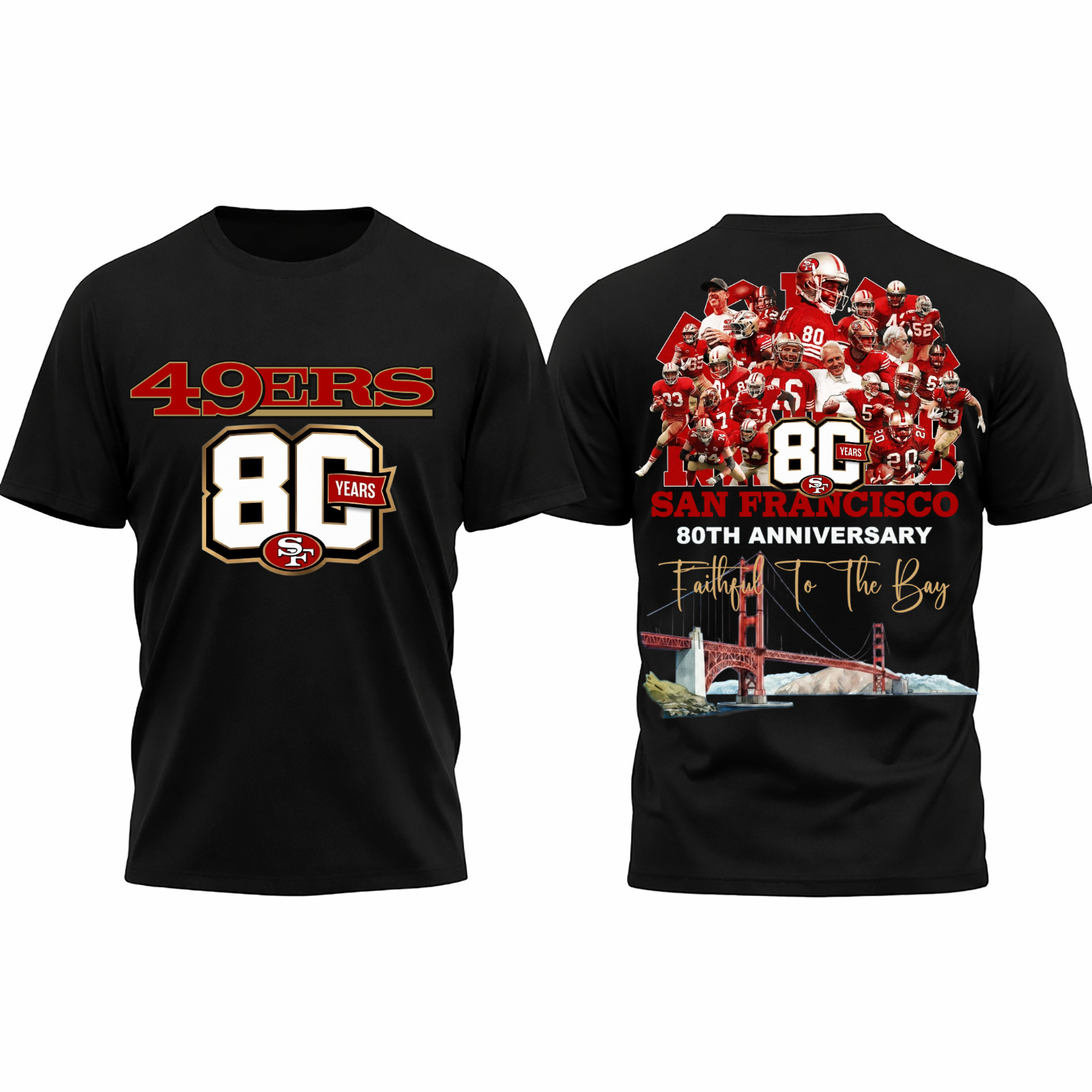 San Francisco 49ers 80th Anniversary Shirt - All over Shirt, S to 5XL