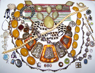 Jewelry Parts Lot VTG Mod Craft JewelryMaking Art Acrylic Glass Rhinestones