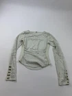Free People Shirt Womens Small White Crochet Scoop Neck Long Sleeve Thermal Top
