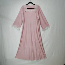 Vintage S Vanity Fair Floor Length Long Sleeve Lace Trim Jersey Nightgown Ballet