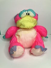 Prestige Toy Nakajima Neon Pink Bird Dinosaur Nylon Plush Vintage 1989