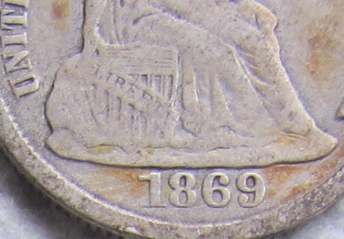 1869-S Seated Liberty Silver Dime Rare Key Date San Francisco Fine VF Cleaned - Image 3 of 4