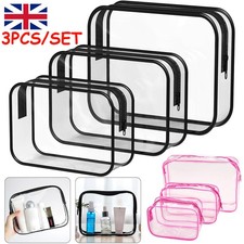 3 Pieces Waterproof Travel Bag Transparent Makeup Toiletry Clear Wash Pouch Kit
